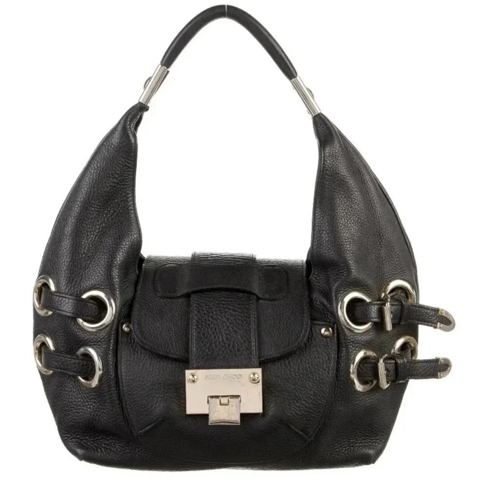 Jimmy Choo black leather hobo handbag